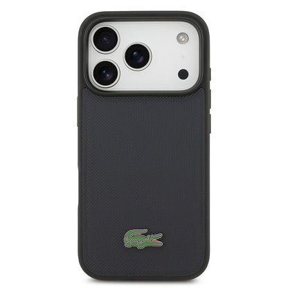Apple iPhone 17 Pro Kılıf Lacoste Orjinal Lisanslı M-safe Şarj Özellikli PU Pike Desenli Metal Logolu Kartlıklı Kapak
