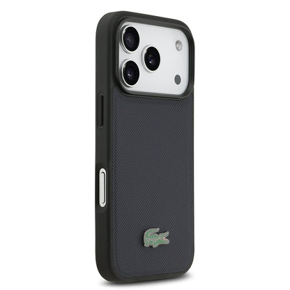 Apple iPhone 17 Pro Kılıf Lacoste Orjinal Lisanslı M-safe Şarj Özellikli PU Pike Desenli Metal Logolu Kartlıklı Kapak