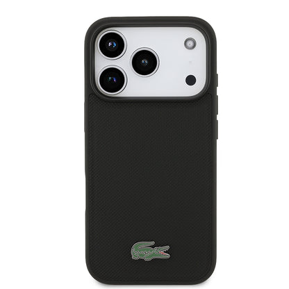 Apple iPhone 17 Pro Kılıf Lacoste Orjinal Lisanslı M-safe Şarj Özellikli PU Pike Desenli Metal Logolu Kartlıklı Kapak
