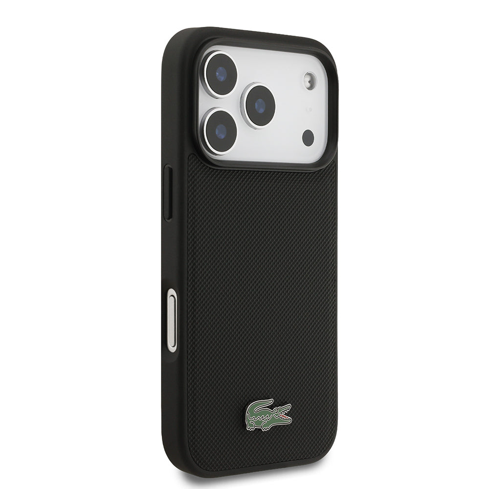 Apple iPhone 17 Pro Kılıf Lacoste Orjinal Lisanslı M-safe Şarj Özellikli PU Pike Desenli Metal Logolu Kartlıklı Kapak
