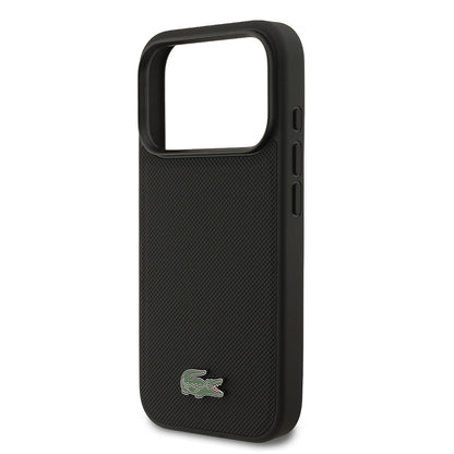 Apple iPhone 17 Pro Kılıf Lacoste Orjinal Lisanslı M-safe Şarj Özellikli PU Pike Desenli Metal Logolu Kartlıklı Kapak