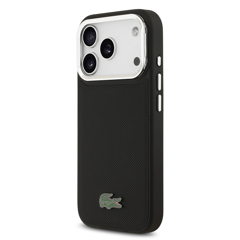 Apple iPhone 17 Pro Kılıf Lacoste Orjinal Lisanslı M-safe Şarj Özellikli PU Pike Desenli Standlı Metal Logolu Kapak