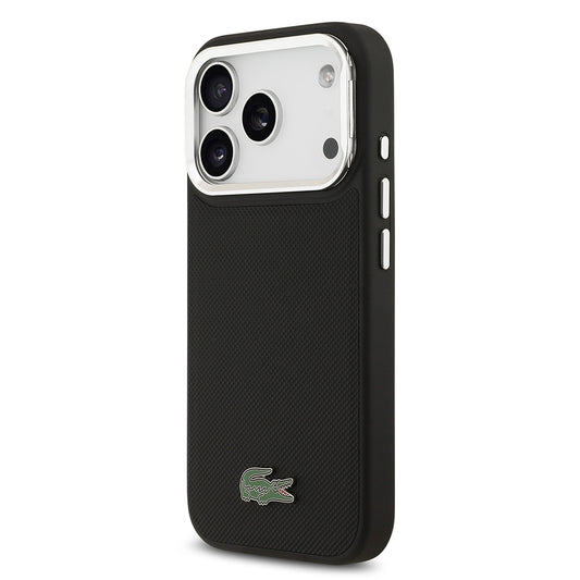 Apple iPhone 17 Pro Kılıf Lacoste Orjinal Lisanslı M-safe Şarj Özellikli PU Pike Desenli Standlı Metal Logolu Kapak