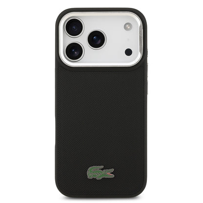 Apple iPhone 17 Pro Kılıf Lacoste Orjinal Lisanslı M-safe Şarj Özellikli PU Pike Desenli Standlı Metal Logolu Kapak