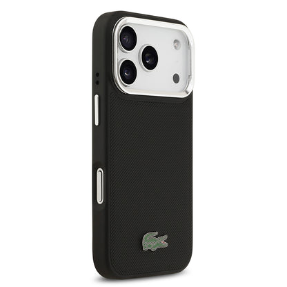 Apple iPhone 17 Pro Kılıf Lacoste Orjinal Lisanslı M-safe Şarj Özellikli PU Pike Desenli Standlı Metal Logolu Kapak