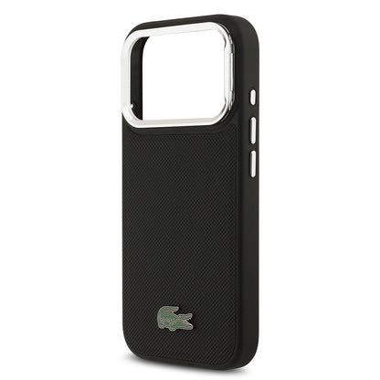 Apple iPhone 17 Pro Kılıf Lacoste Orjinal Lisanslı M-safe Şarj Özellikli PU Pike Desenli Standlı Metal Logolu Kapak