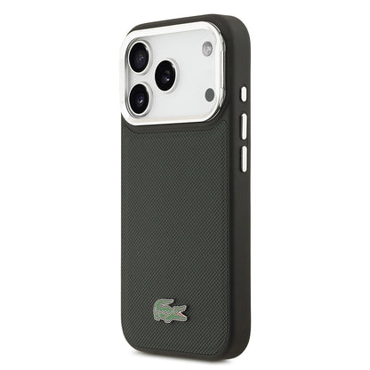 Apple iPhone 17 Pro Kılıf Lacoste Orjinal Lisanslı M-safe Şarj Özellikli PU Pike Desenli Standlı Metal Logolu Kapak