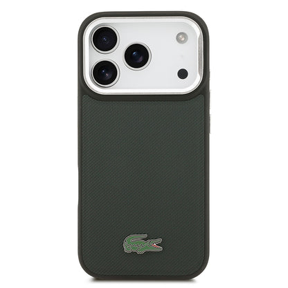 Apple iPhone 17 Pro Kılıf Lacoste Orjinal Lisanslı M-safe Şarj Özellikli PU Pike Desenli Standlı Metal Logolu Kapak