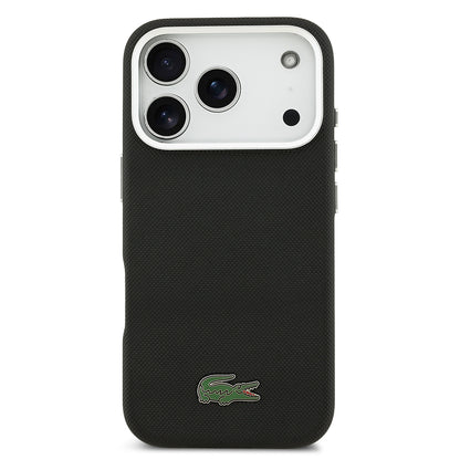 Apple iPhone 17 Pro Kılıf Lacoste Orjinal Lisanslı M-Safe Şarj Özellikli PVC Pike Desenli Arka Yüzey İkonik Timsah Dokuma Logolu Kapak