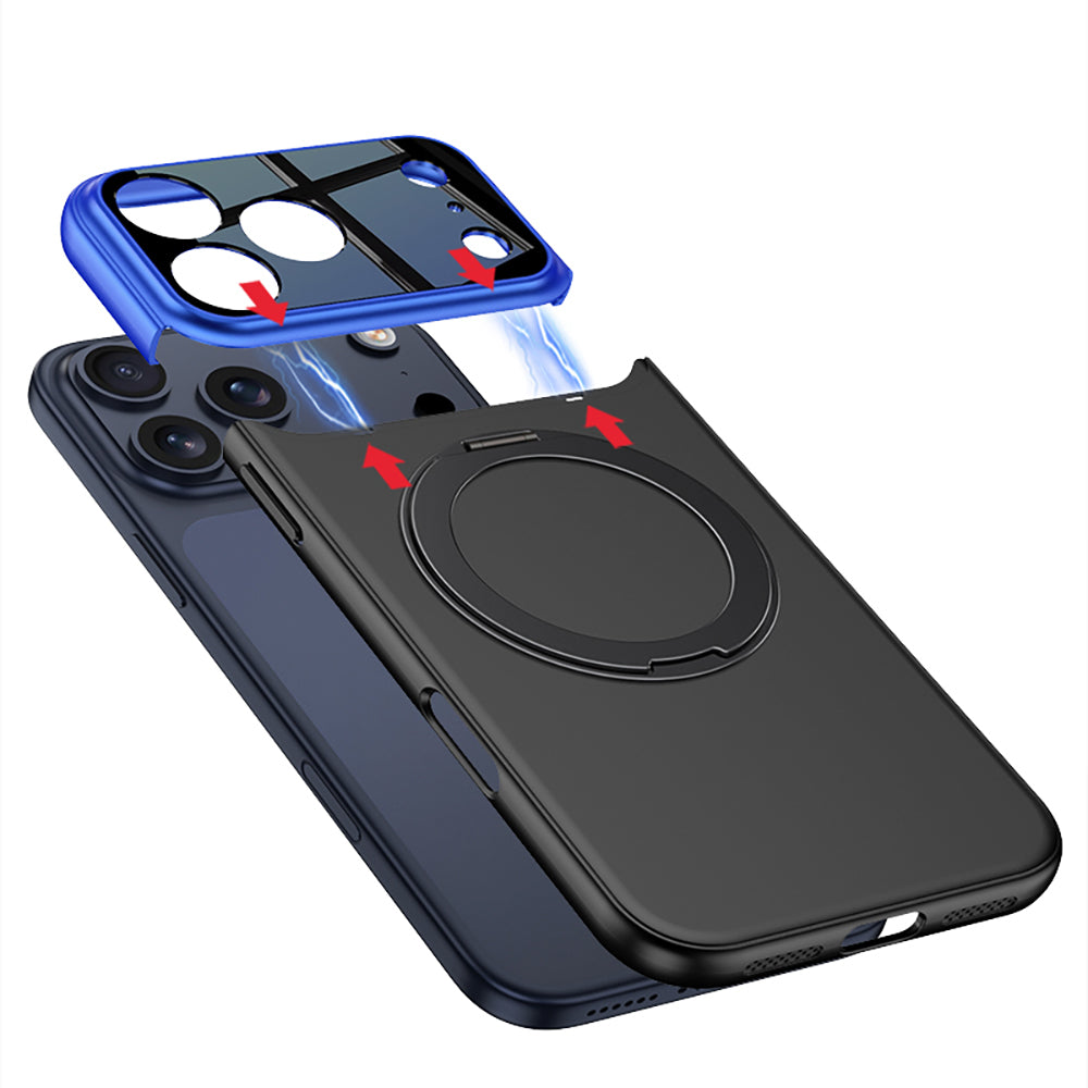 Apple iPhone 17 Pro Kılıf M-safe Şarj Özellikli 360 Derece Standlı Çift Parçalı Zore Torino Kapak