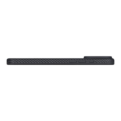 Apple iPhone 17 Pro Kılıf M-safe Şarj Özellikli Aramid Fiber Pitaka Military-Grade Classic Serisi Black-Grey Twill Kapak