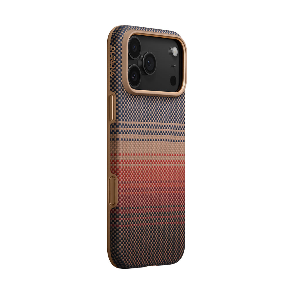 Apple iPhone 17 Pro Kılıf M-safe Şarj Özellikli Aramid Fiber Pitaka Military-Grade Sunset-Moonrise Serisi Kapak