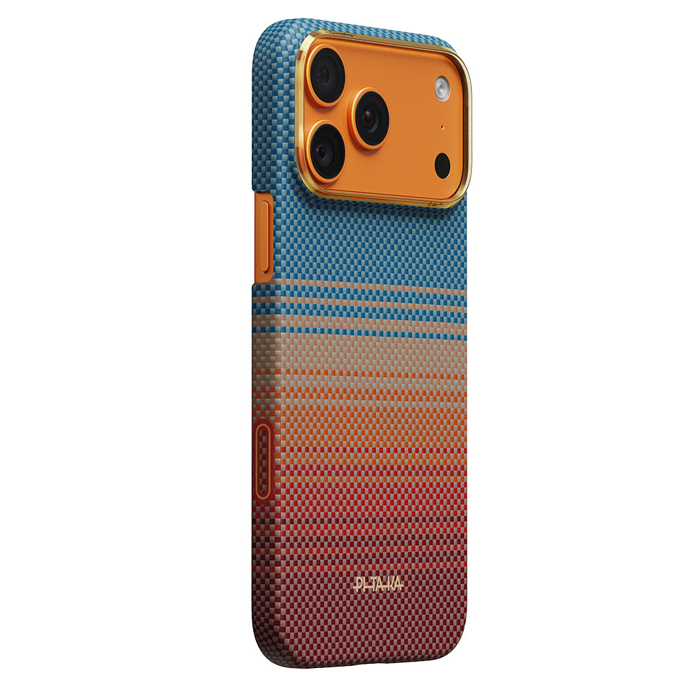 Apple iPhone 17 Pro Kılıf M-safe Şarj Özellikli Aramid Fiber Pitaka Sunset 2.0 California Dream Serisi Kapak