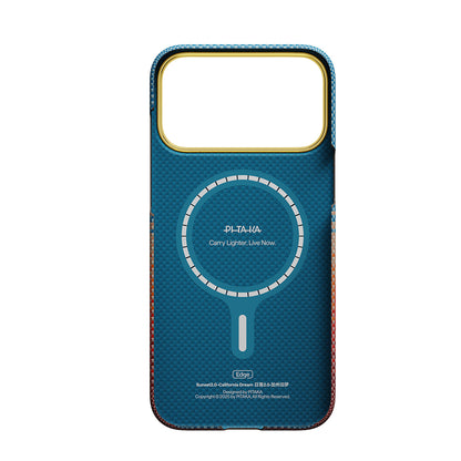 Apple iPhone 17 Pro Kılıf M-safe Şarj Özellikli Aramid Fiber Pitaka Sunset 2.0 California Dream Serisi Kapak