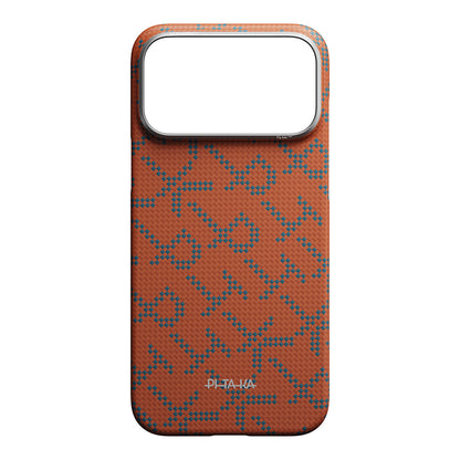 Apple iPhone 17 Pro Kılıf M-safe Şarj Özellikli Aramid Fiber Pitaka Tactile Woven Monogram Serisi Kapak