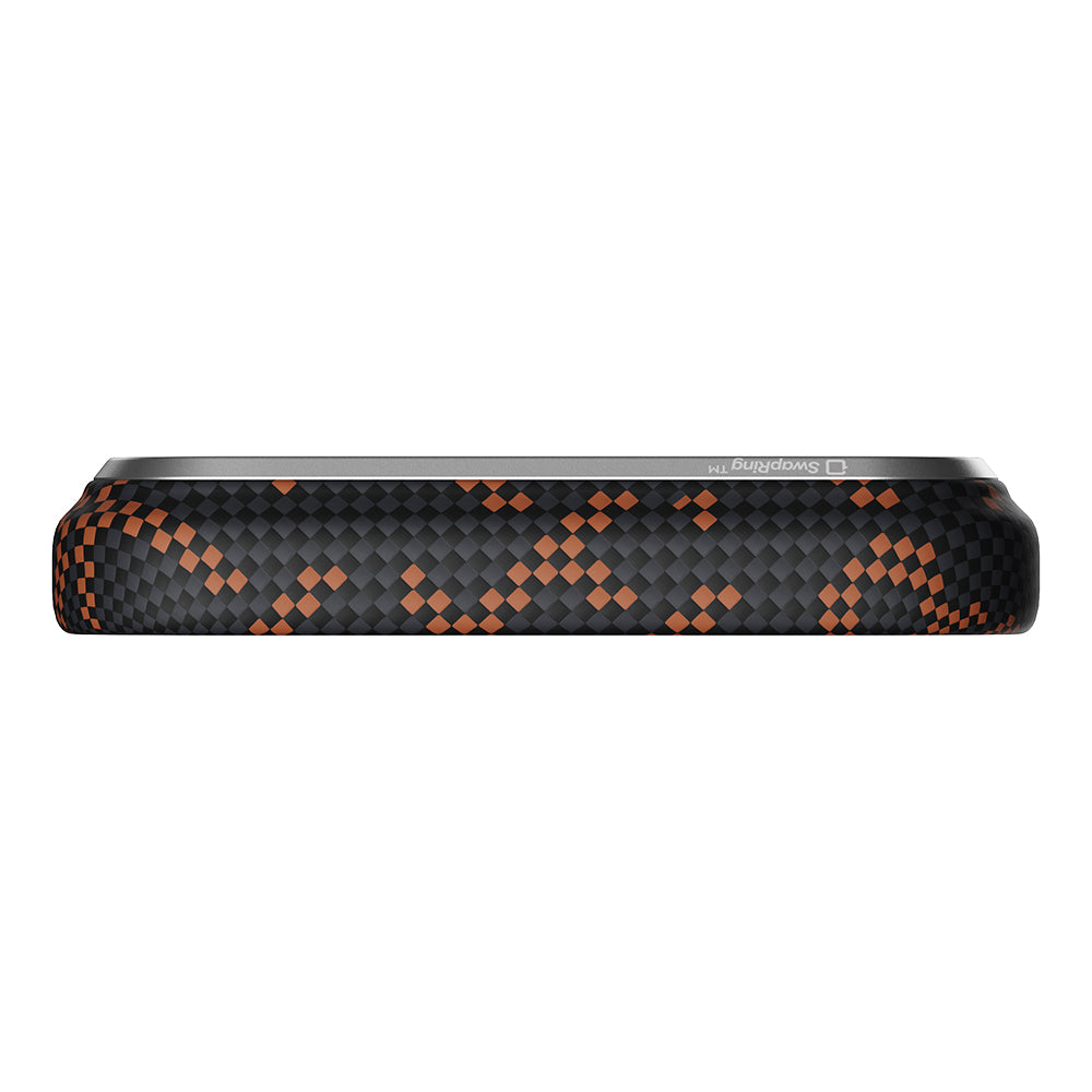 Apple iPhone 17 Pro Kılıf M-safe Şarj Özellikli Aramid Fiber Pitaka Tactile Woven Monogram Serisi Kapak
