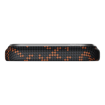 Apple iPhone 17 Pro Kılıf M-safe Şarj Özellikli Aramid Fiber Pitaka Tactile Woven Monogram Serisi Kapak