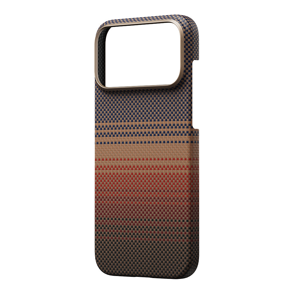 Apple iPhone 17 Pro Kılıf M-safe Şarj Özellikli Aramid Fiber Pitaka Tactile Woven Sunset-Moonrise Serisi Kapak