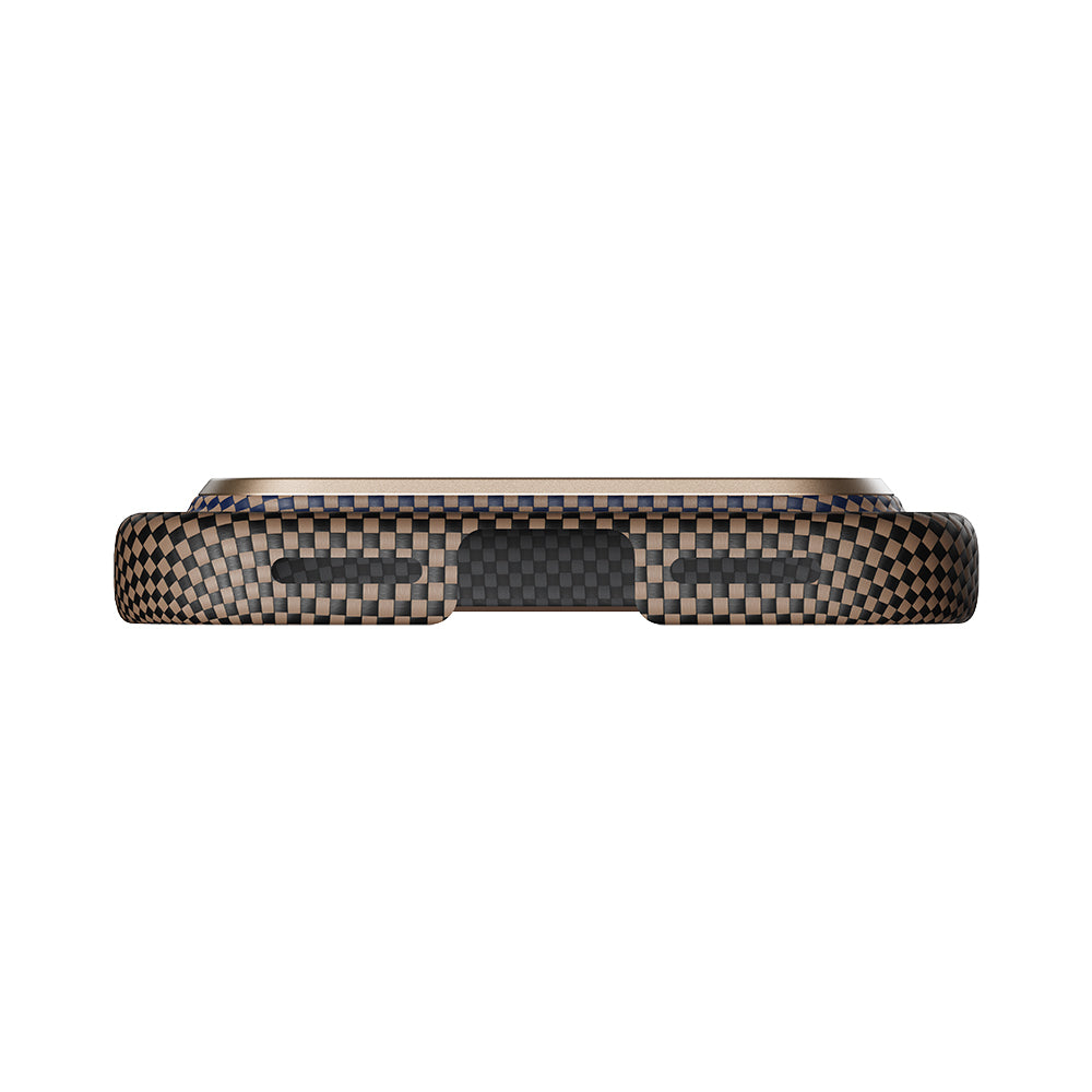 Apple iPhone 17 Pro Kılıf M-safe Şarj Özellikli Aramid Fiber Pitaka Tactile Woven Sunset-Moonrise Serisi Kapak
