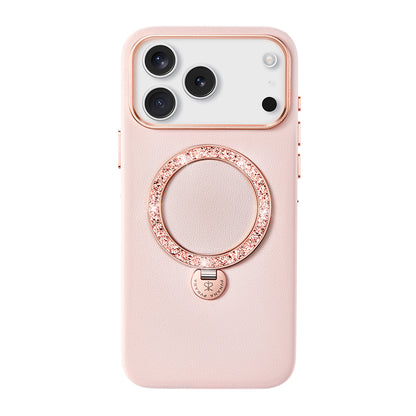 Apple iPhone 17 Pro Kılıf M-safe Şarj Özellikli Deri Tasarımlı Standlı Pynana Dancing Circle Luxury Serisi Kapak
