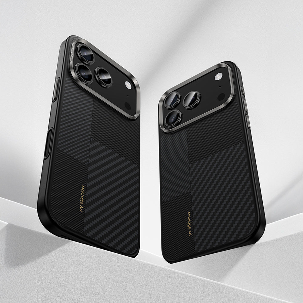 Apple iPhone 17 Pro Kılıf M-safe Şarj Özellikli Karbon Fiber Benks Montage Hybrid ArmorPro Kevlar Kapak