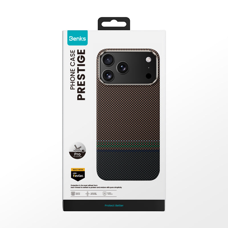 Apple iPhone 17 Pro Kılıf M-safe Şarj Özellikli Karbon Fiber Tasarımlı Benks Prestige ArmorPro Kevlar Kapak