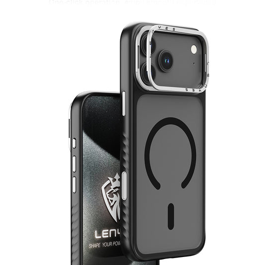 Apple iPhone 17 Pro Kılıf M-safe Şarj Özellikli Metal Kamera Standlı Lenyes CK226 PC Kapak