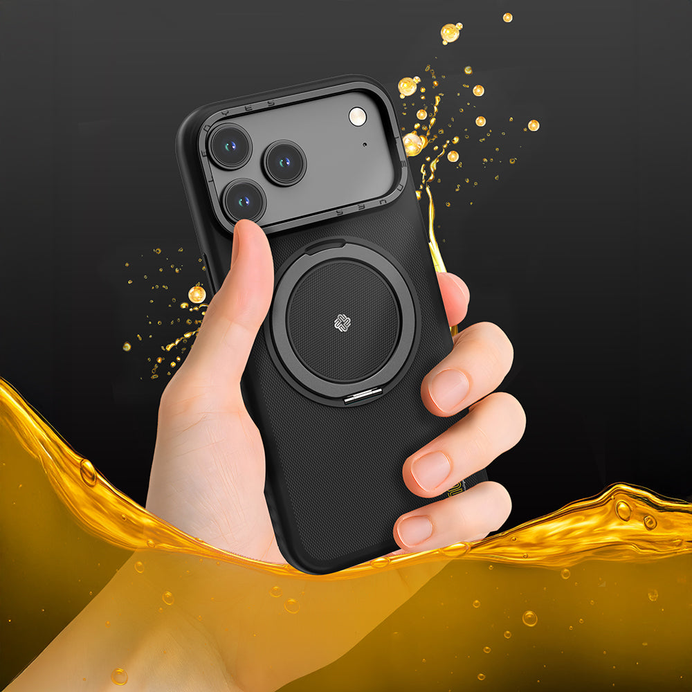 Apple iPhone 17 Pro Kılıf M-safe Şarj Özellikli Metal Standlı Lenyes CK225 Kapak