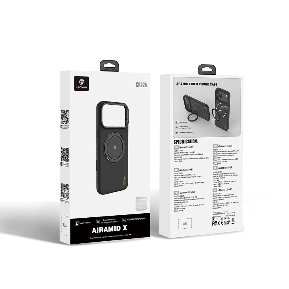 Apple iPhone 17 Pro Kılıf M-safe Şarj Özellikli Metal Standlı Lenyes CK225 Kapak