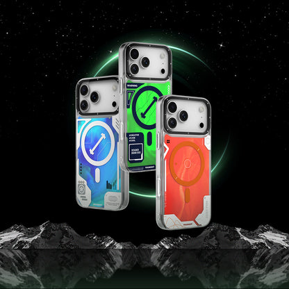 Apple iPhone 17 Pro Kılıf M-safe Şarj Özellikli Parlak Kumlu Sıvılı Tasarımlı Galaxy Fantasy Serisi Kapak