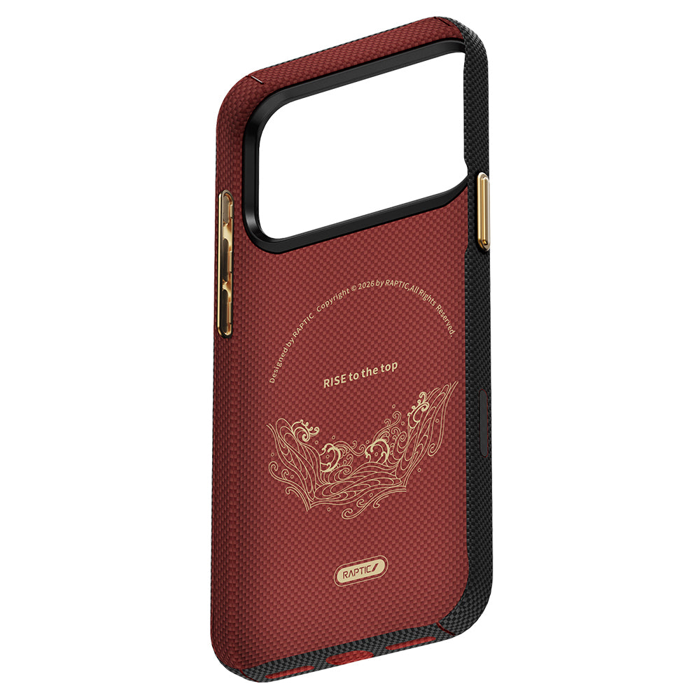 Apple iPhone 17 Pro Kılıf M-safe Şarj Özellikli Raptic Aramid Skin Rise Serisi 24 Ayar Altın Kaplamalı Kapak