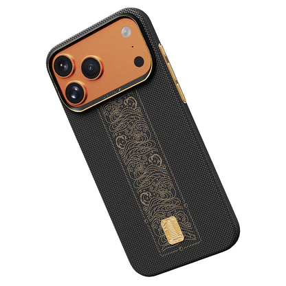 Apple iPhone 17 Pro Kılıf M-safe Şarj Özellikli Raptic Aramid Skin Rise Serisi 24 Ayar Altın Kaplamalı Kapak