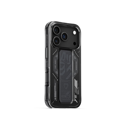 Apple iPhone 17 Pro Kılıf M-safe Şarj Özellikli Teknoloji Desenli Skinarma Helio Mag Charge Standlı Kapak