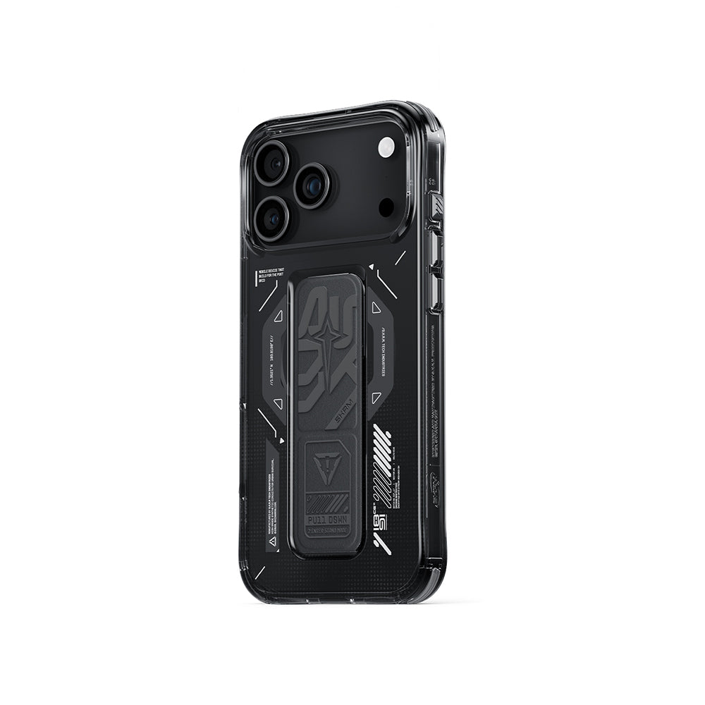 Apple iPhone 17 Pro Kılıf M-safe Şarj Özellikli Teknoloji Desenli Skinarma Helio Mag Charge Standlı Kapak