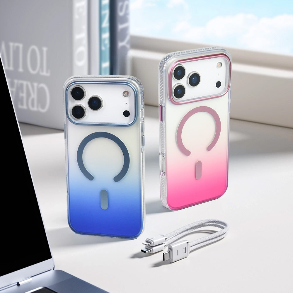 Apple iPhone 17 Pro Kılıf M-safe Şarj Özellikli Transparan Renk Geçişli Zore Toros Kapak