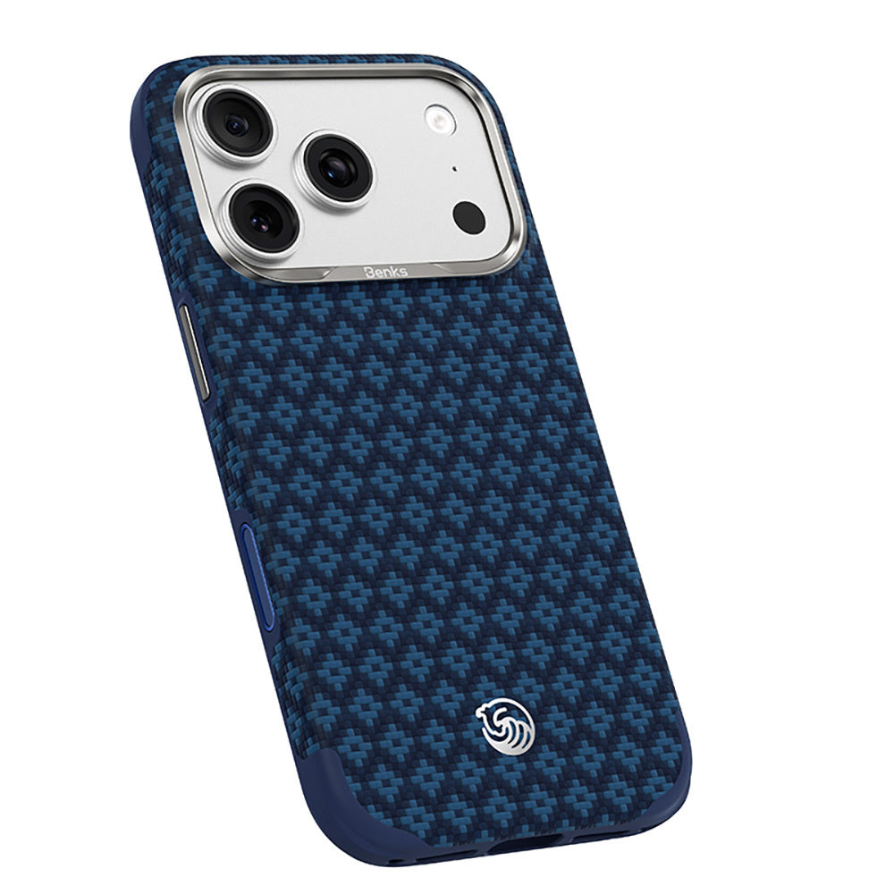 Apple iPhone 17 Pro Kılıf M-Safe Şarj Özellikli Yükseltilmiş Kamera Çerçeveli Benks ArmorGrid ArmorEdge X9 Serisi Kevlar Karbon Kapak