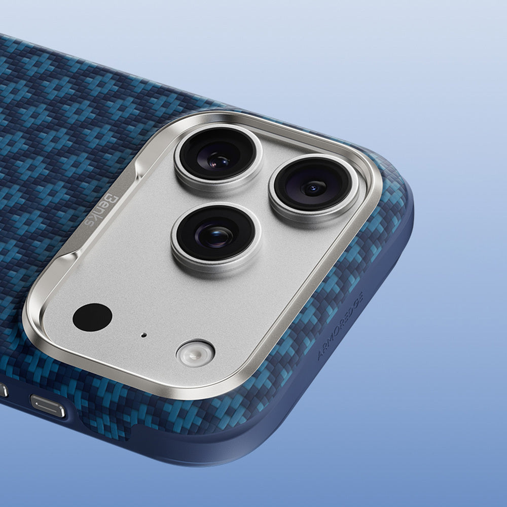 Apple iPhone 17 Pro Kılıf M-Safe Şarj Özellikli Yükseltilmiş Kamera Çerçeveli Benks ArmorGrid ArmorEdge X9 Serisi Kevlar Karbon Kapak