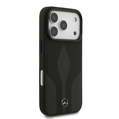 Apple iPhone 17 Pro Kılıf Mercedes Benz Orjinal Lisanslı M-safe Şarj Özellikli Dokulu Desenli Deri Kapak