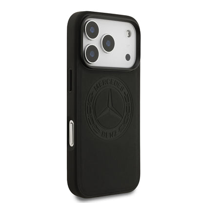 Apple iPhone 17 Pro Kılıf Mercedes Benz Orjinal Lisanslı M-safe Şarj Özellikli Hakiki Deri Nostaljik Yıldız Dizayn Kapak
