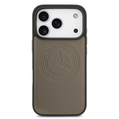 Apple iPhone 17 Pro Kılıf Mercedes Benz Orjinal Lisanslı M-safe Şarj Özellikli Hakiki Deri Nostaljik Yıldız Dizayn Kapak