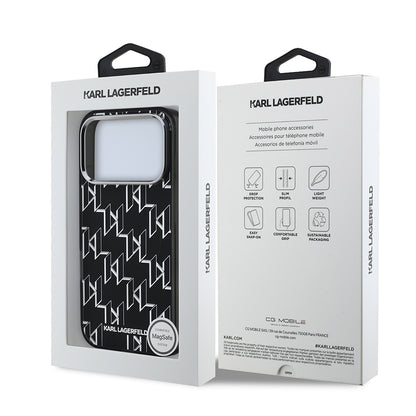 Apple iPhone 17 Pro Kılıf Orjinal Lisanslı M-safe Şarj Özellikli Karl Lagerfeld IML Baskılı Monogram Dizayn Kapak