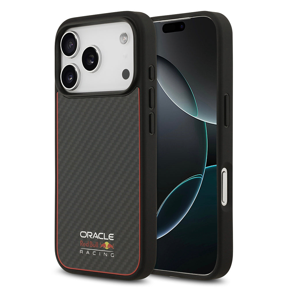 Apple iPhone 17 Pro Kılıf Redbull Orjinal Lisanslı M-safe Şarj Özellikli Karbon Fiber Parlayan Logolu Kapak