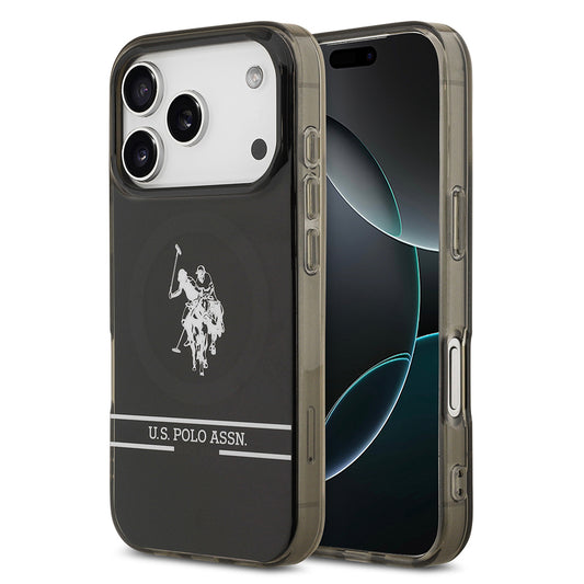 Apple iPhone 17 Pro Kılıf U.S. Polo Assn. Orjinal Lisanslı M-safe Şarj Özellikli IML Double Horse Stripe Logolu Kapak