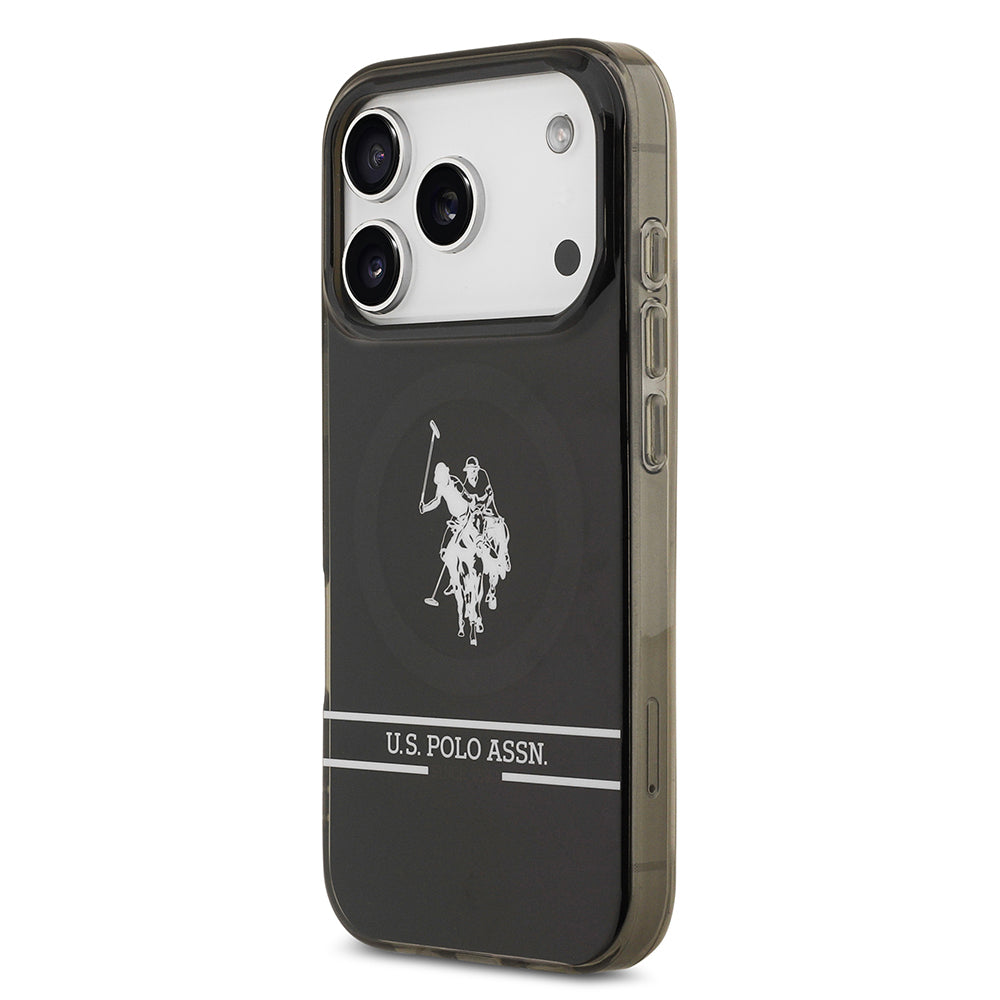 Apple iPhone 17 Pro Kılıf U.S. Polo Assn. Orjinal Lisanslı M-safe Şarj Özellikli IML Double Horse Stripe Logolu Kapak