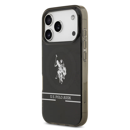 Apple iPhone 17 Pro Kılıf U.S. Polo Assn. Orjinal Lisanslı M-safe Şarj Özellikli IML Double Horse Stripe Logolu Kapak