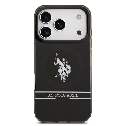 Apple iPhone 17 Pro Kılıf U.S. Polo Assn. Orjinal Lisanslı M-safe Şarj Özellikli IML Double Horse Stripe Logolu Kapak