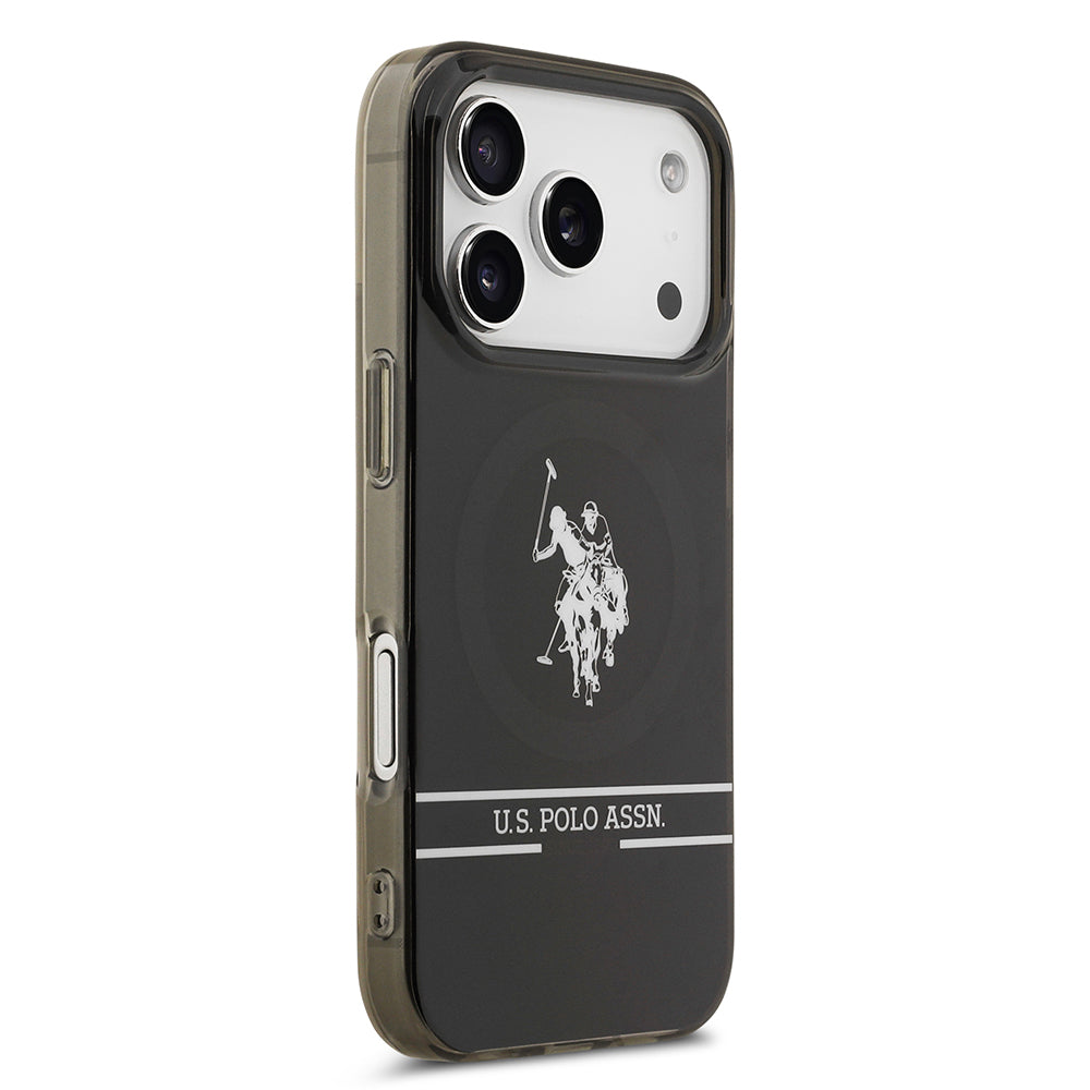 Apple iPhone 17 Pro Kılıf U.S. Polo Assn. Orjinal Lisanslı M-safe Şarj Özellikli IML Double Horse Stripe Logolu Kapak
