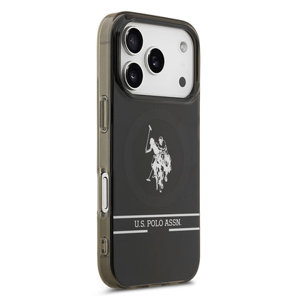 Apple iPhone 17 Pro Kılıf U.S. Polo Assn. Orjinal Lisanslı M-safe Şarj Özellikli IML Double Horse Stripe Logolu Kapak