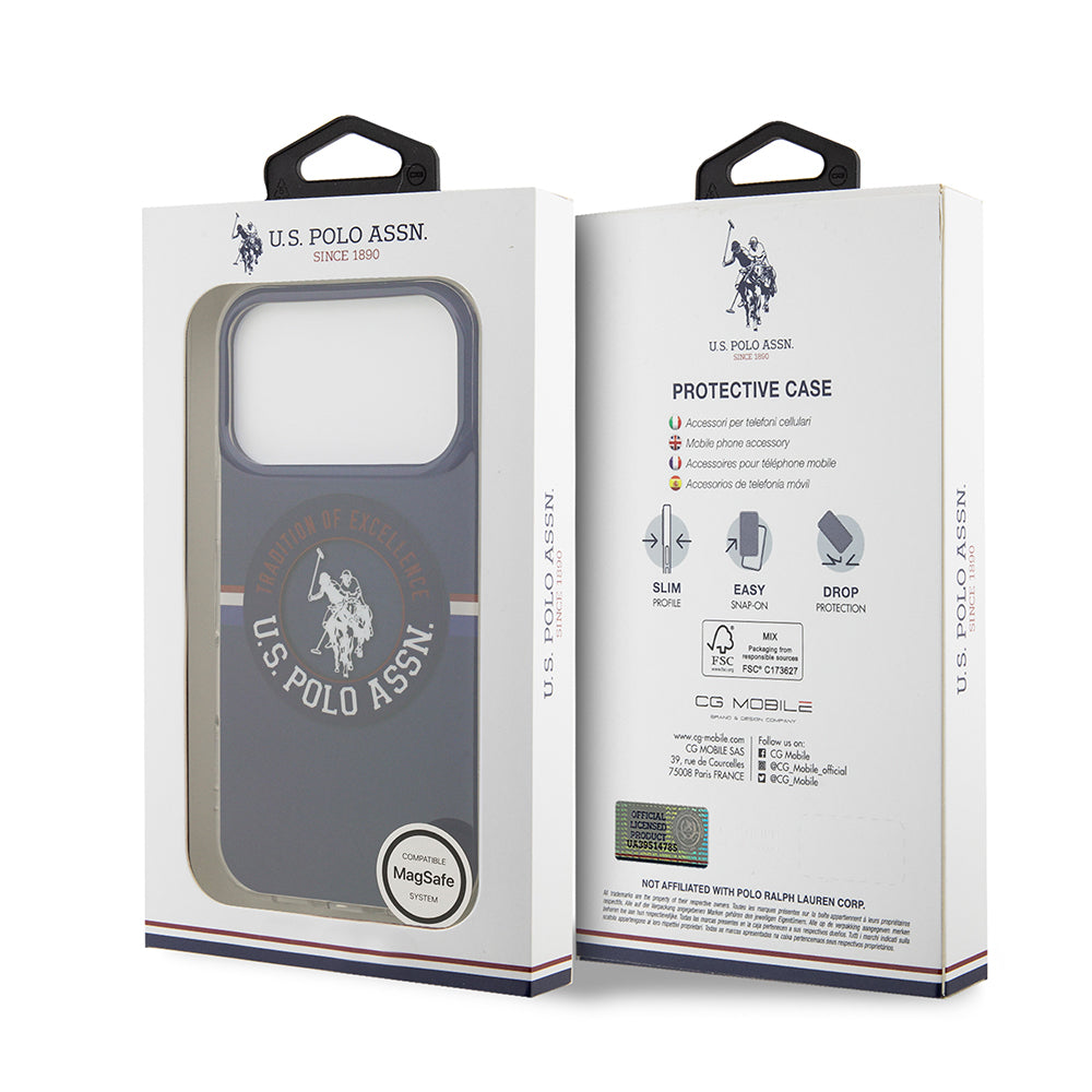 Apple iPhone 17 Pro Kılıf U.S. Polo Assn. Orjinal Lisanslı M-safe Şarj Özellikli IML Stripe Logolu Kapak