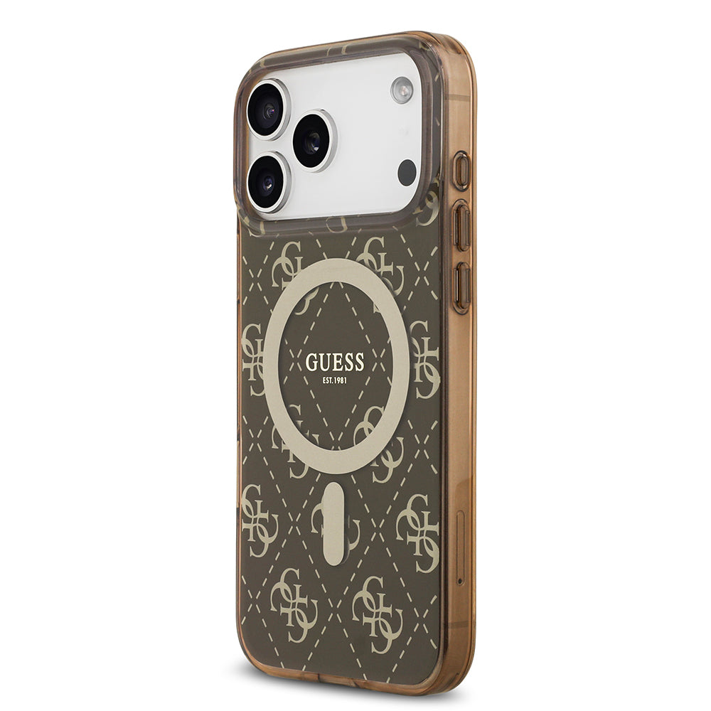 Apple iPhone 17 Pro Max Kılıf Guess Orjinal Lisanslı M-safe Şarj Özellikli IML Baskılı Klasik Logolu 4G Desenli Kapak